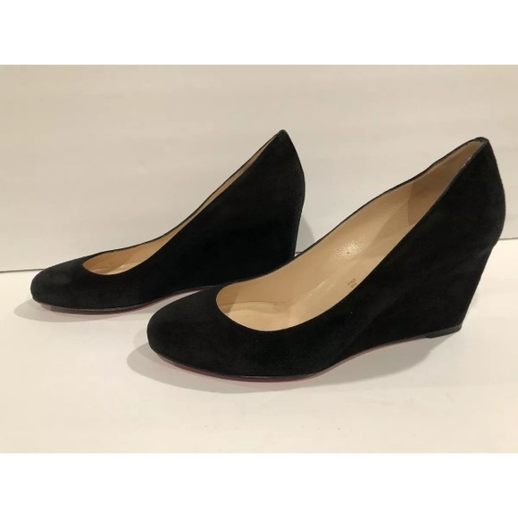 Christian Louboutin suede wedge pumps black 37/6.5 - Picture 3 of 8